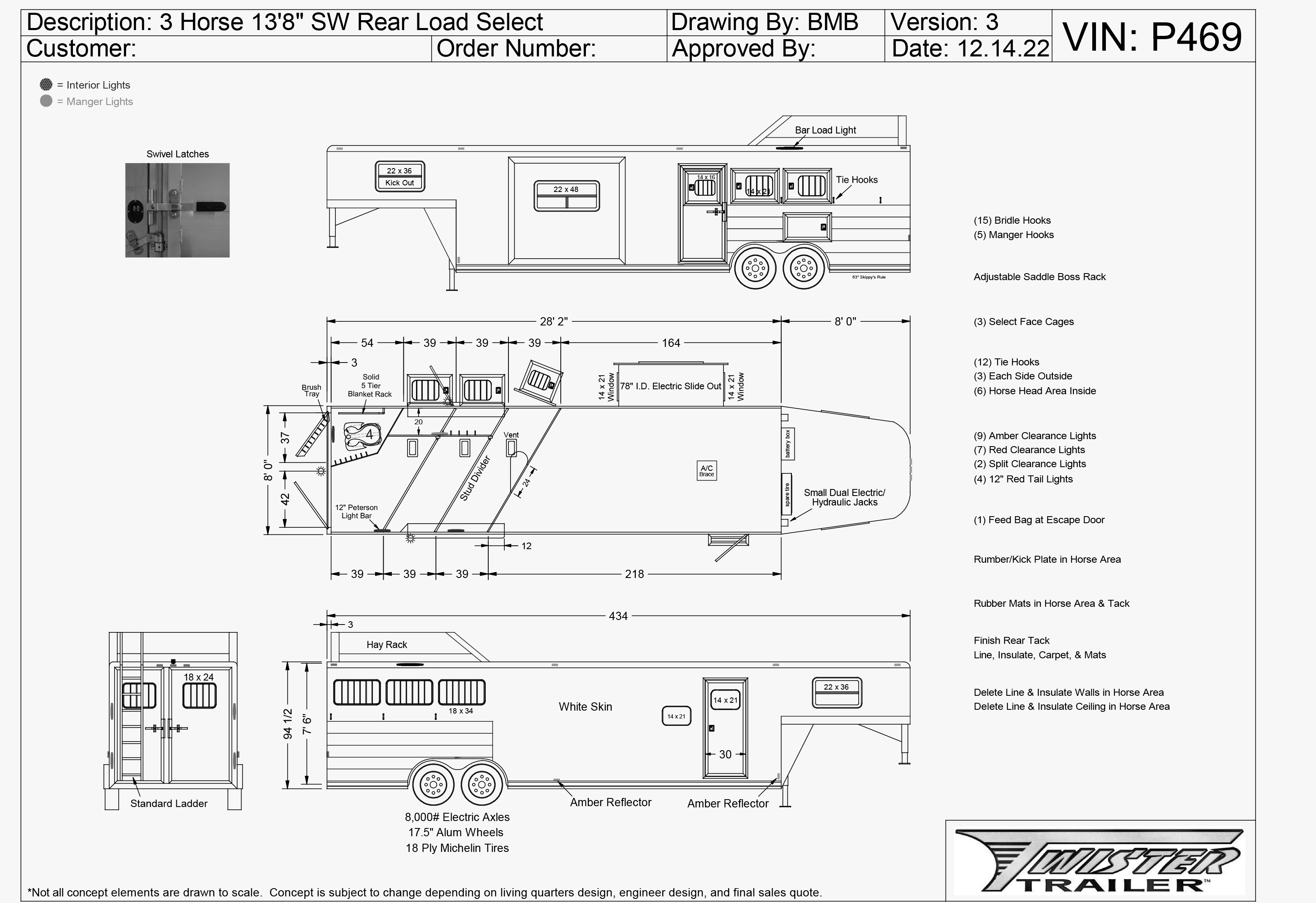Twister 3 Horse 13'8" SW Rear Load Outback LQ R469 — photo 7